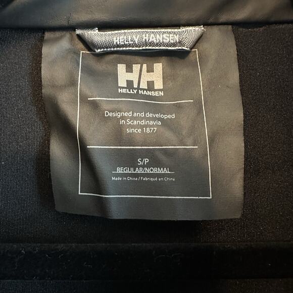 Helly Hansen Black Windbreaker Jacket Small Removable Hood Outdoors Packable - Picture 7 of 15